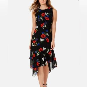 Calvin‎ Klein Womens Floral Print Ruffled Midi Dress